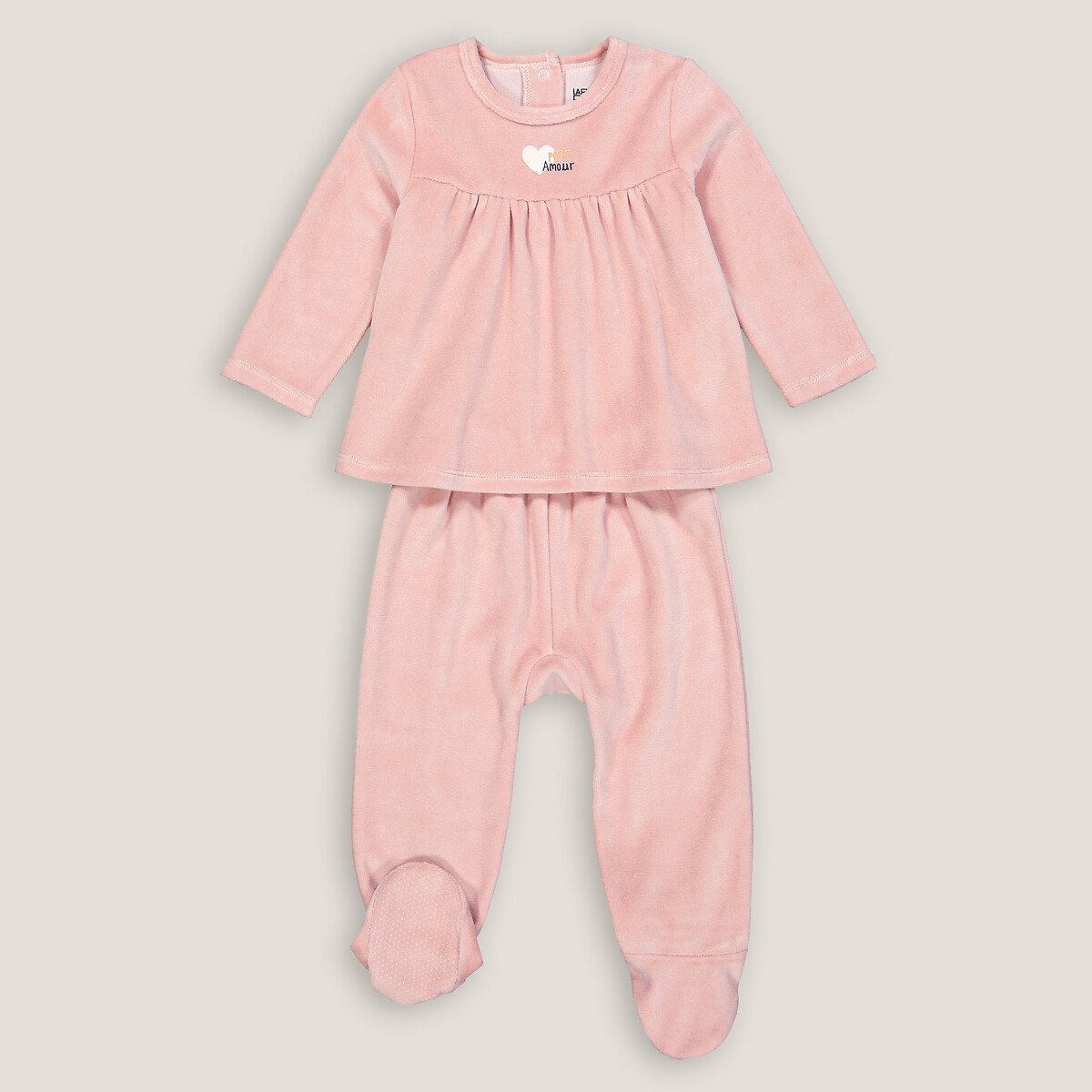 COLEÇÃO LA REDOUTE<br>Pijama de veludo de duas peças com pés