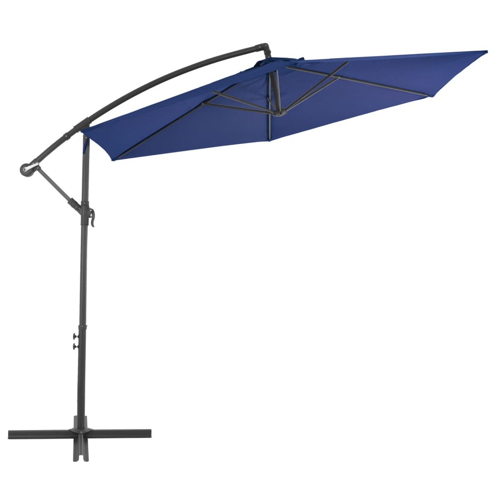 Parasol déporté avec mât en aluminium 300 cm bleu