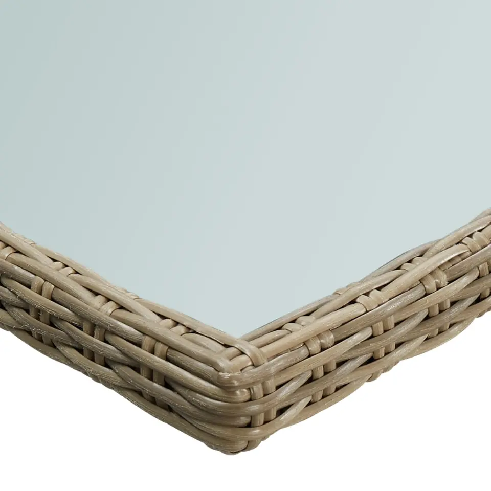 vidaXL - Tuintafel - Bruin - Glas en poly rattan - 200x100x74 cm