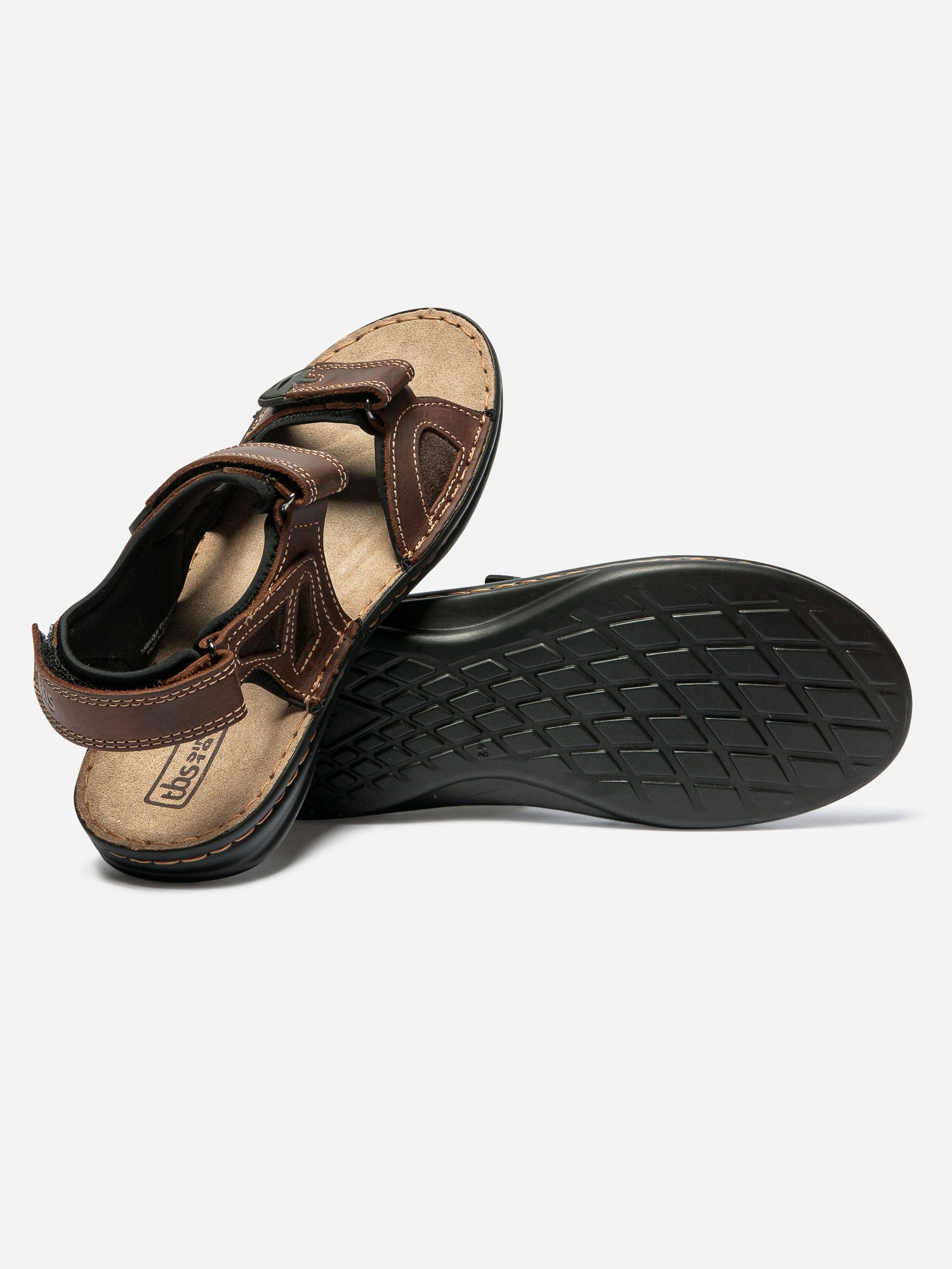 Sandales Homme Dessus Cuir Marron