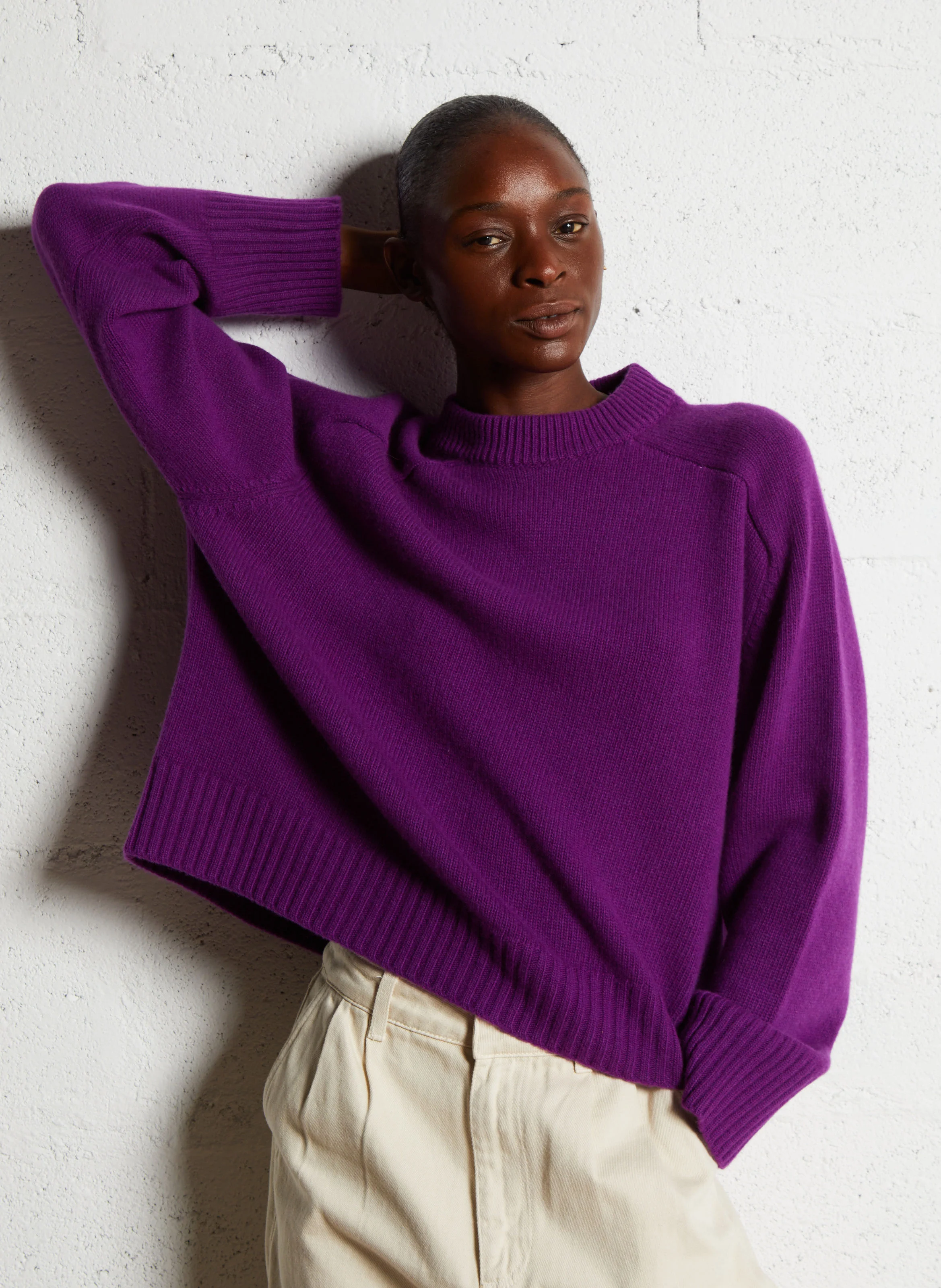 JOE - Pull col rond en laine | Violet