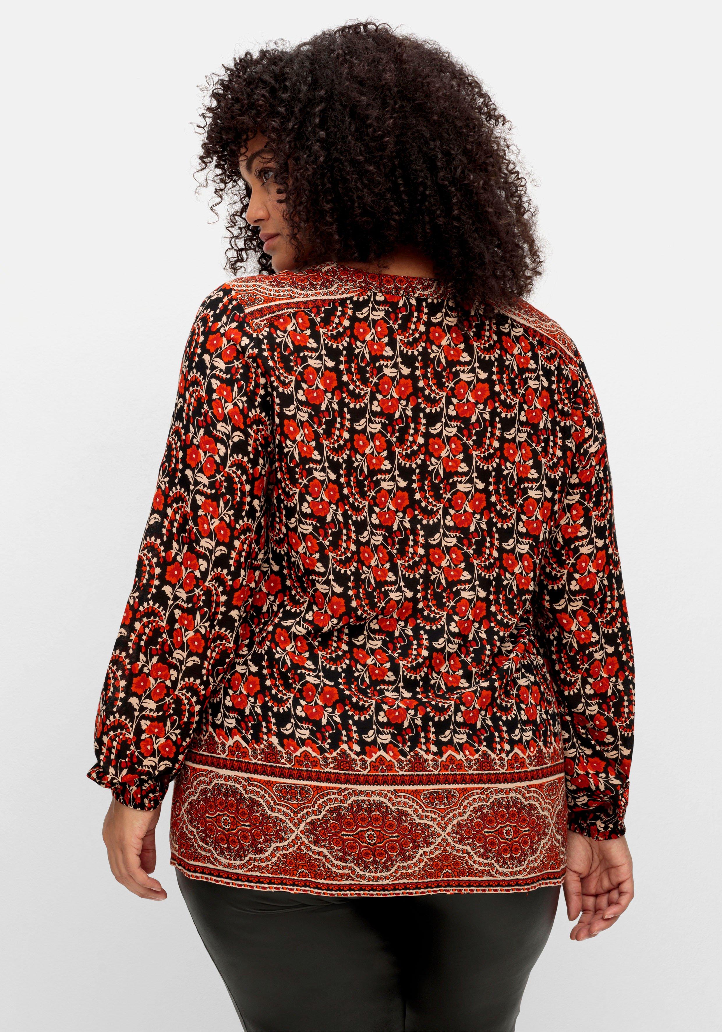 Tunika mit Blumendruck und Bordürenprint
