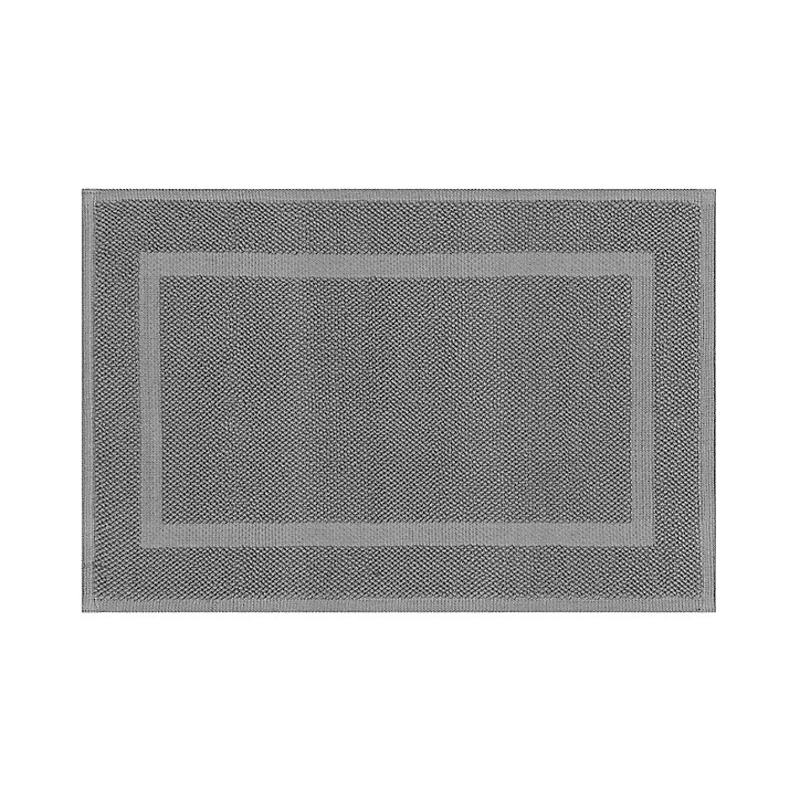 Tapis de bain rectangulaire GoodHome Cellna coloris anthracite en coton L.80 x l.50 cm