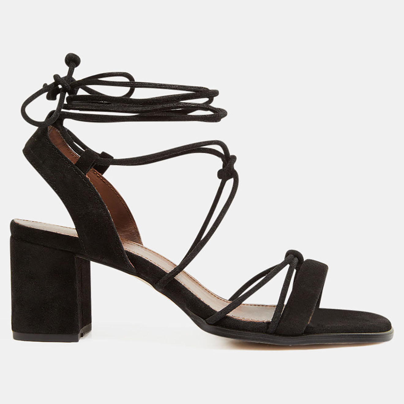 Alohas Sandales en Velours de Cuir Sophie noires - talon 7 cm