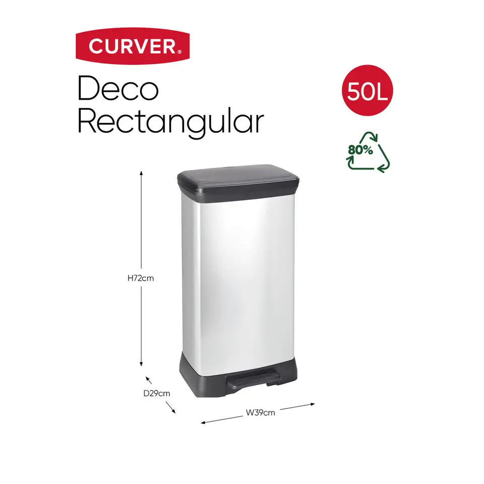 Curver Decobin Prullenbak - 50L - 2 stuks - Metallic