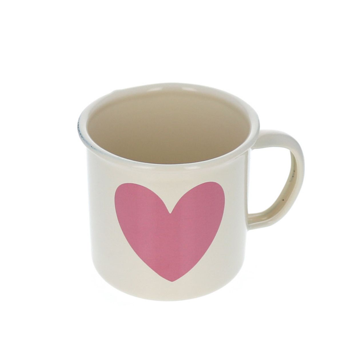 Petit mug émaillé cœur rose Pause goûter
