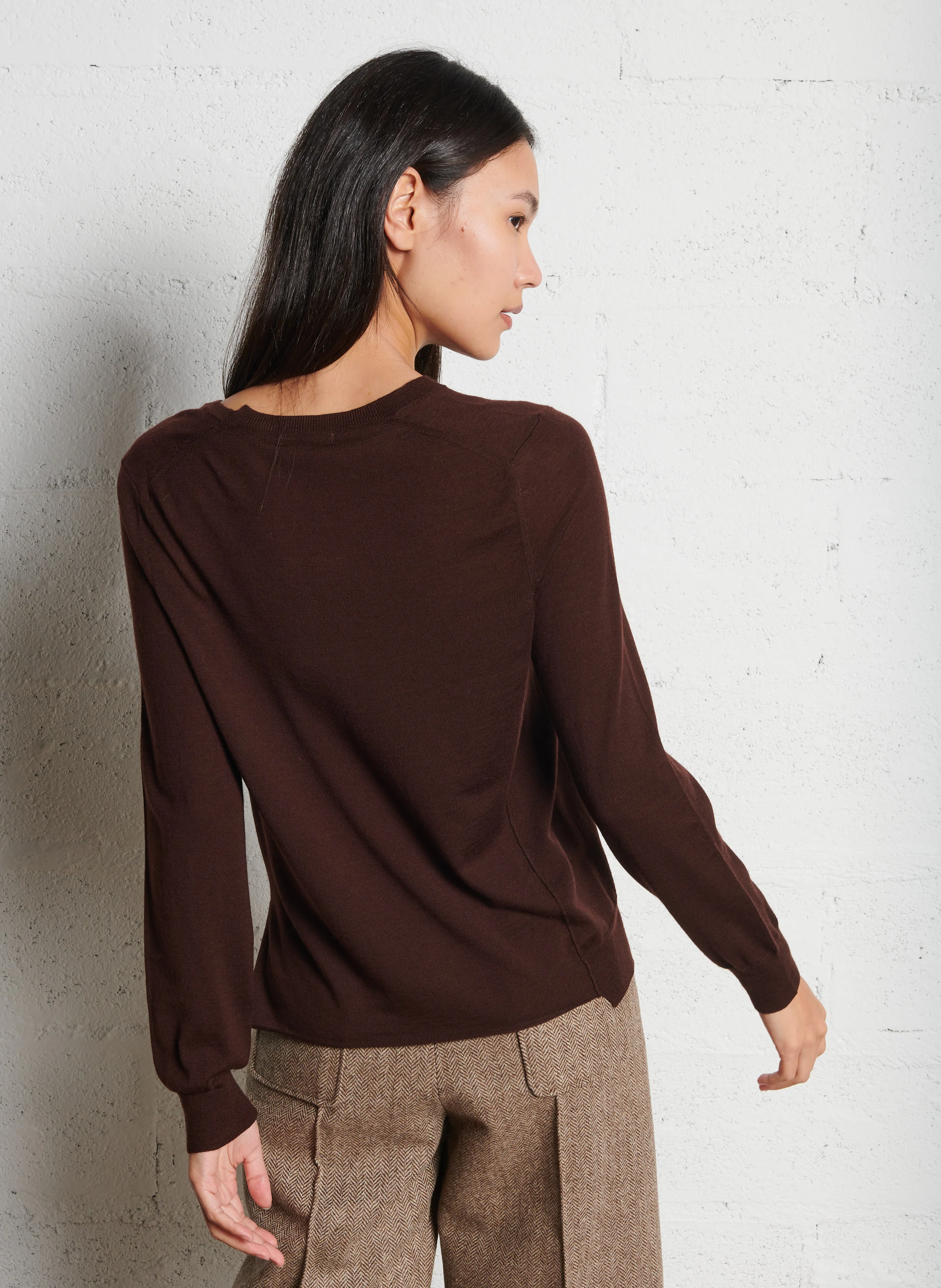 AUSTRALIE - Pull col rond droit en laine | Marron
