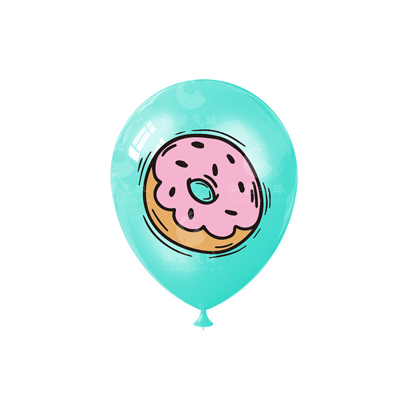 (16er Set) Party Ballons Donut Latex Luftballons - Grün / Pink / Weiss / Gelb