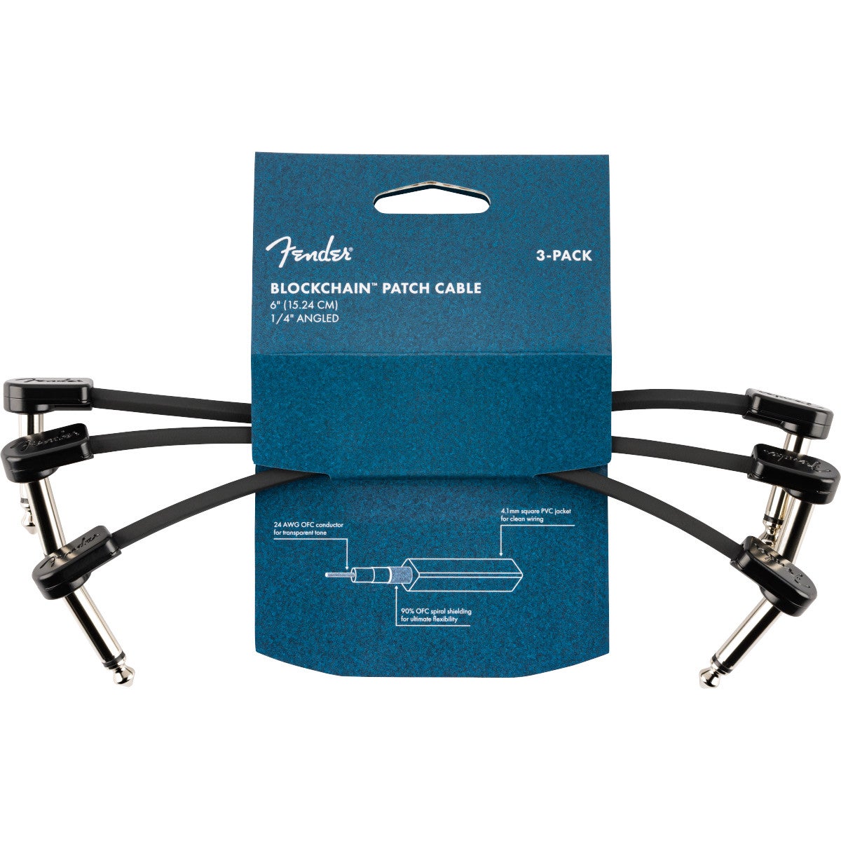 Fender Blockchain 6” Patch Cables Angle/Angle 15 cm (3 stuks)