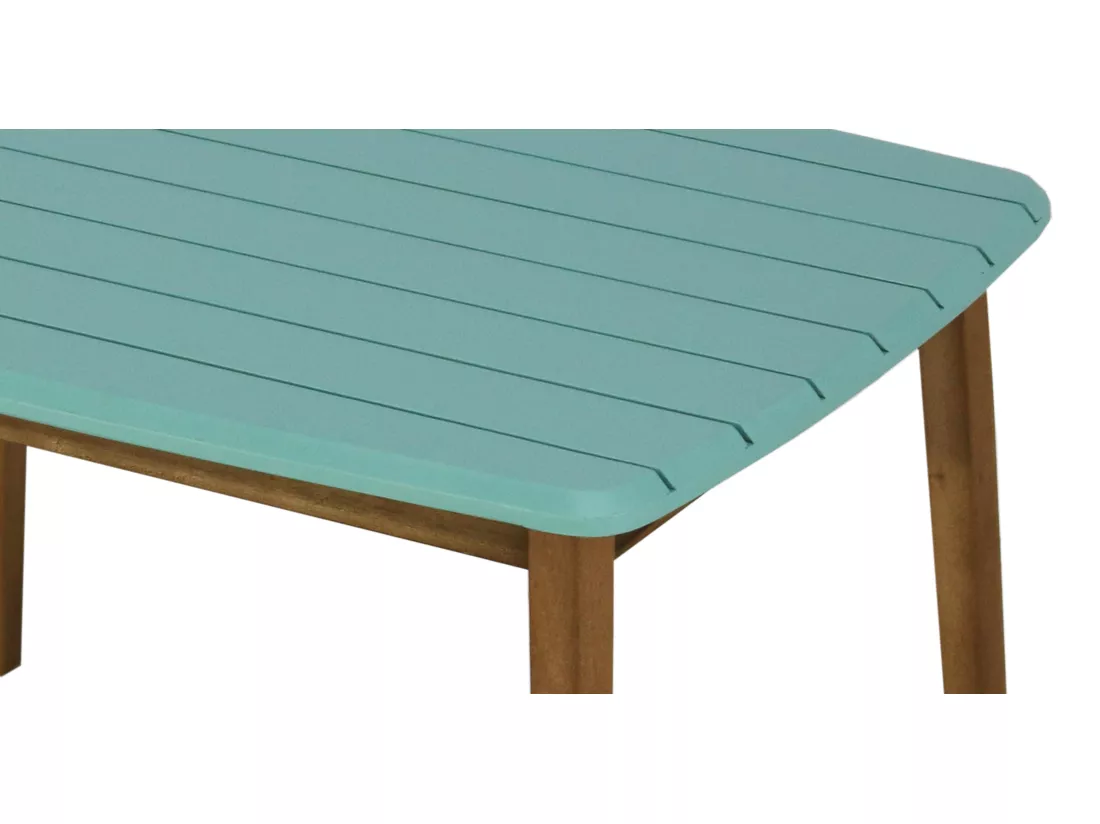 Table de jardin pour enfant en acacia bleu turquoise L.80 cm - GOZO de MYLIA