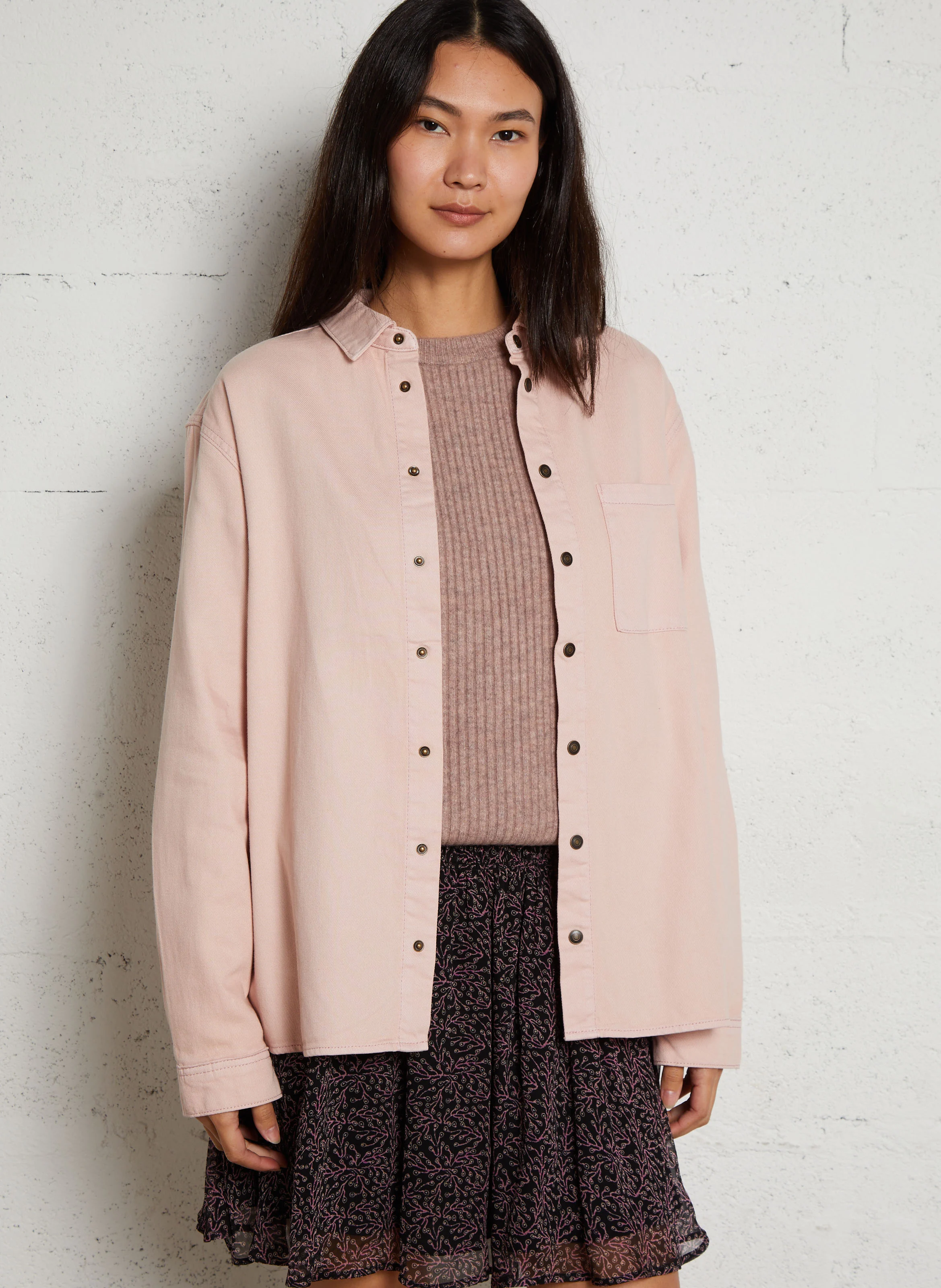 THOMAS - Chemise droit en coton| Violet