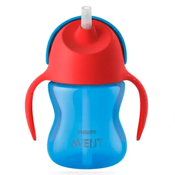 Copo Avent com Canudo Vermelho e Azul 200ml