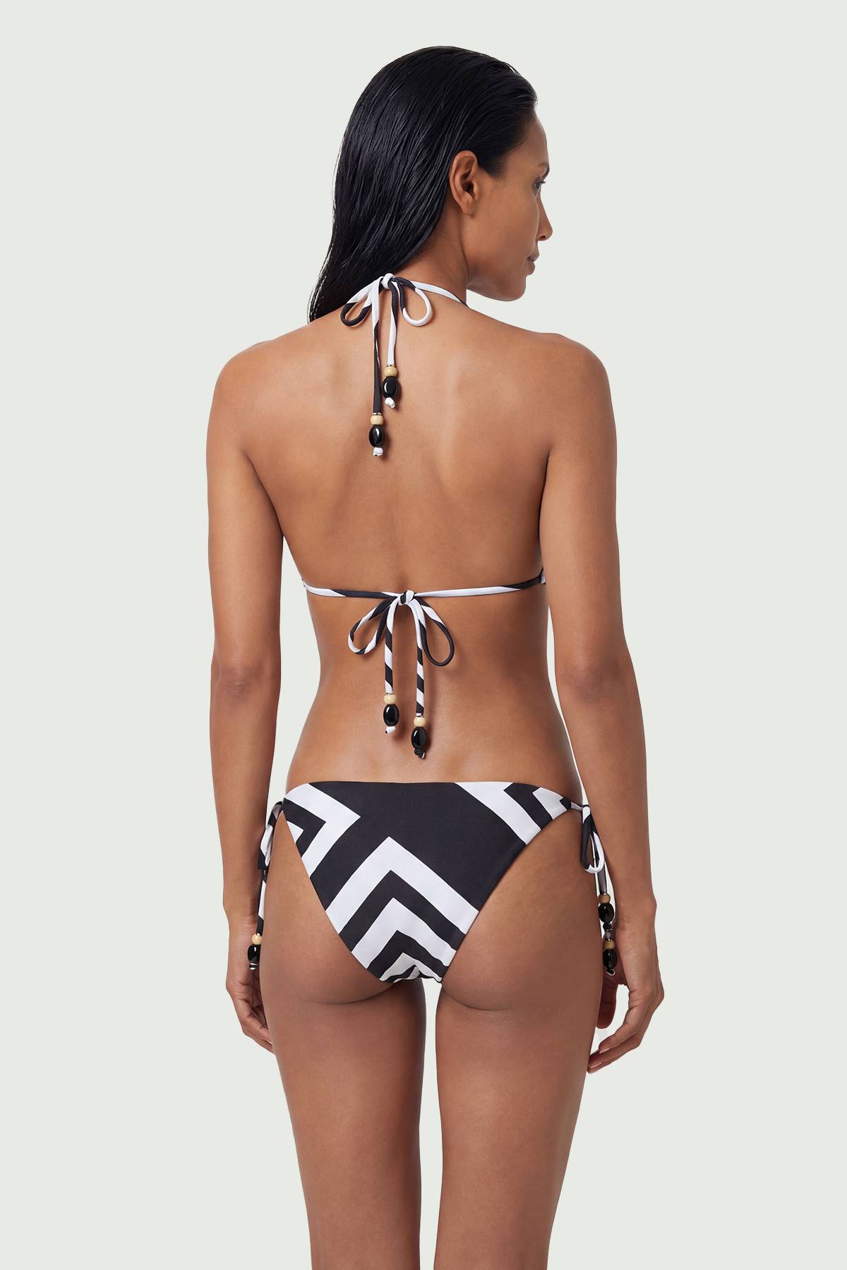 KarenMillen Bas De Bikini À Imprimé Rayé Avec Détails De Perles