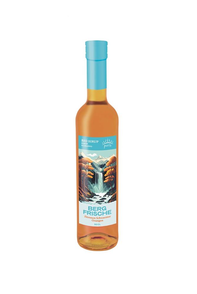 PURIS Sirup Zauberland Bergfrische /Eistee<br>6 × 50 cl, Glasflasche, Sirup, BIO