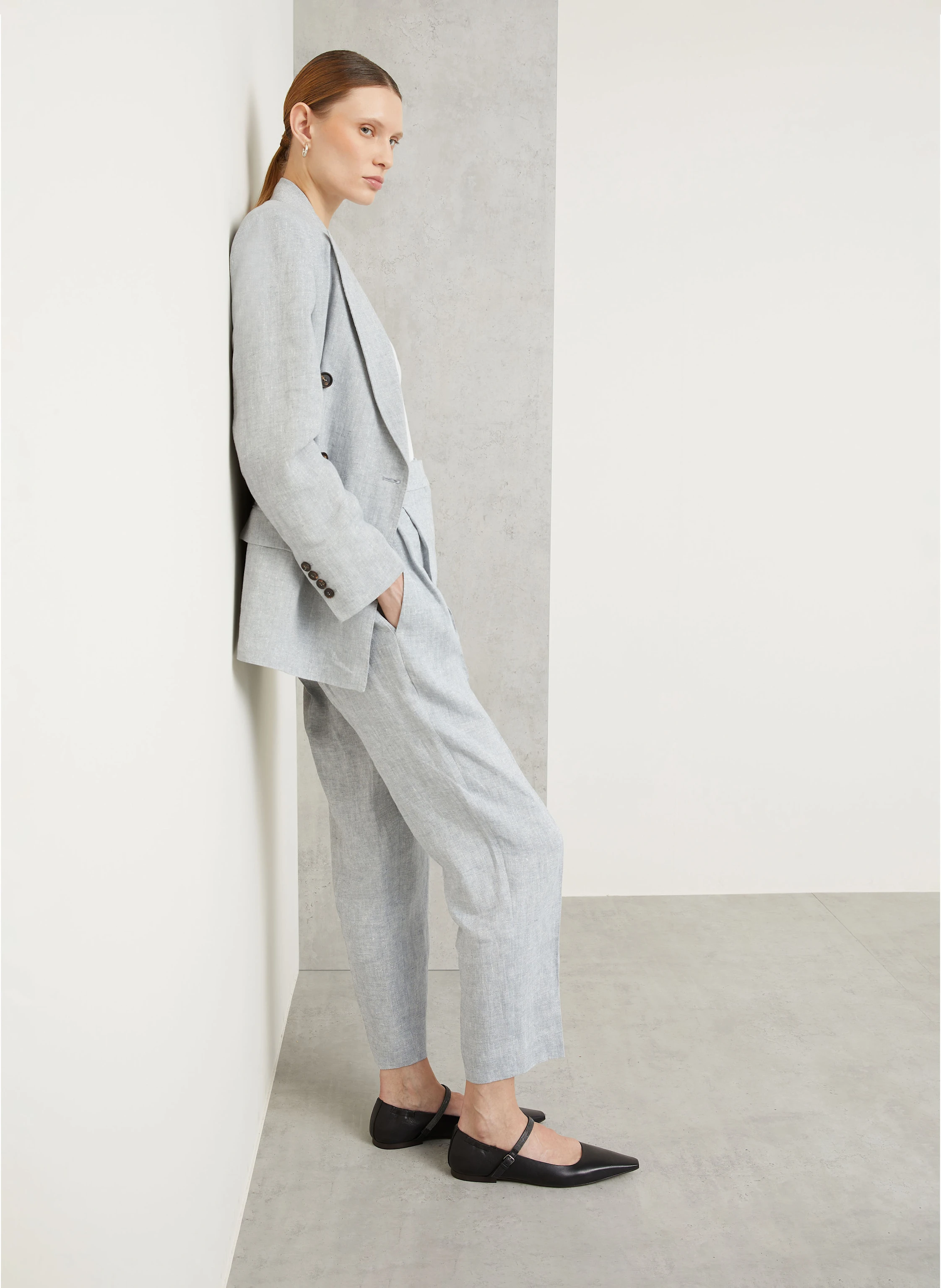 BRUNELLO CUCINELLI Leinenhose mit Glitzergarn