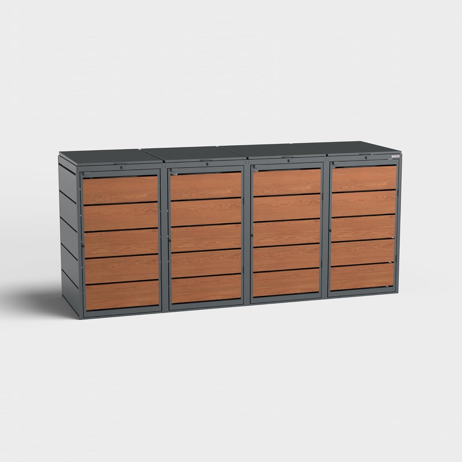 Dagobert Mülltonnenbox 4er für 240 Liter Mülltonne | verzinkter Stahl | robuste Mülltonnenverkleidung | Müllbox, Müllhaus | verwendbar als Paketbox | Box für Mülltonnen (240 L - 4er)