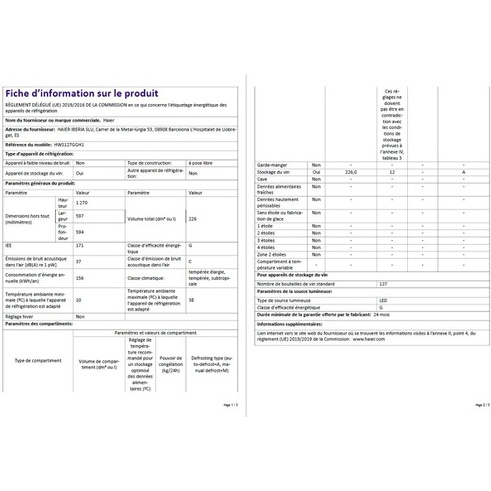 Cave de vieillissement Haier Series 5 HWS127GGH1 Noir