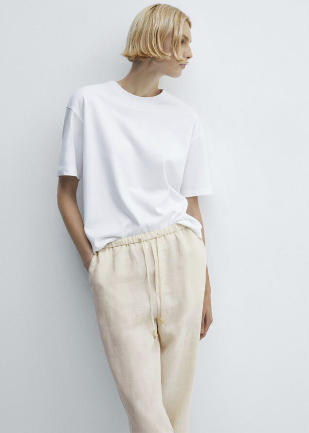 MANGO 100% linen trousers Light beige