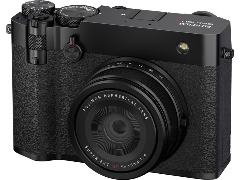 Fujifilm Fotokamera GFX 100RF Schwarz GFX-Kamera mit fest verbautem Objektiv und bringt die Mittelformat-Bildqualität in ein ultrakompaktes Design