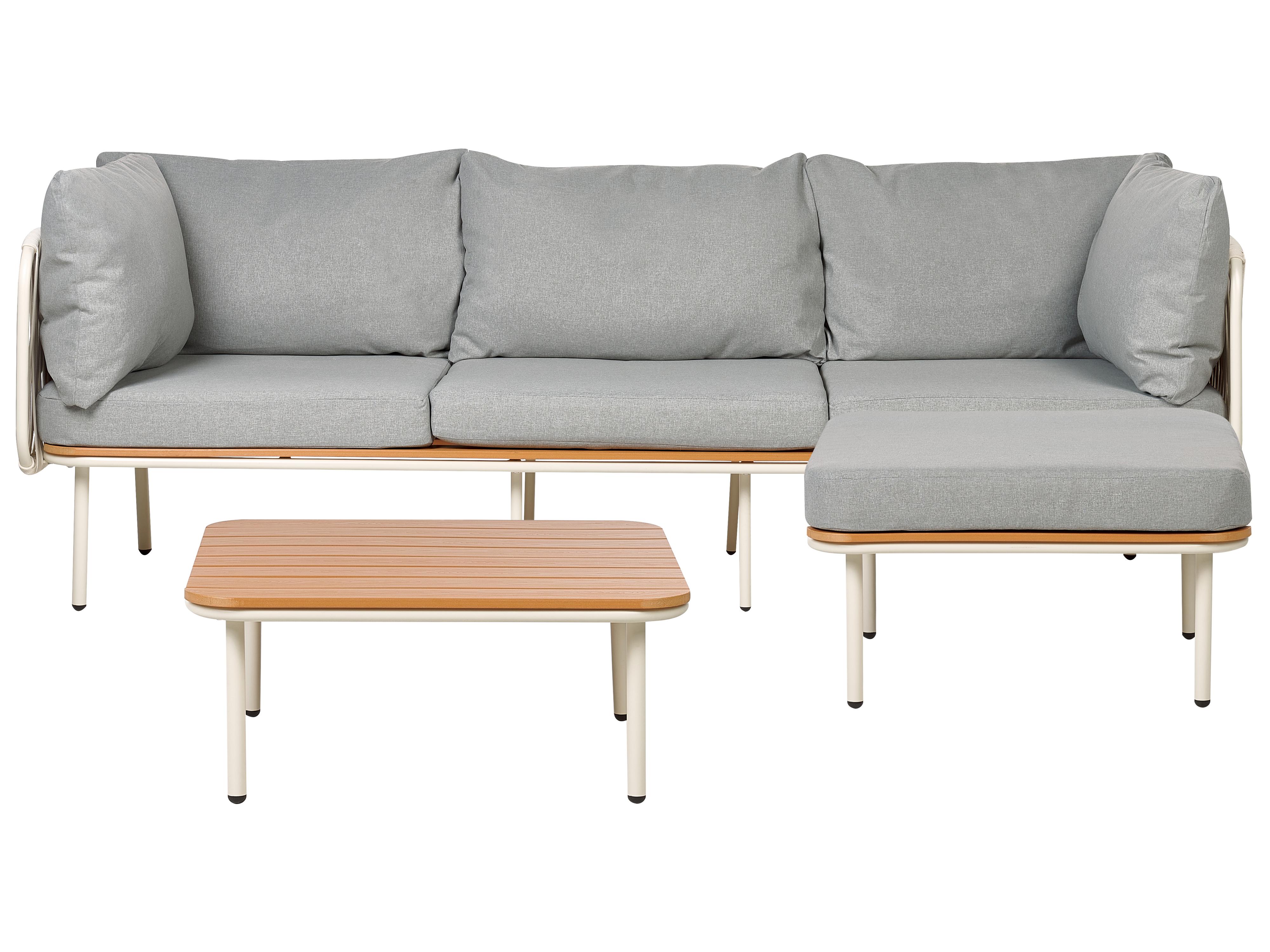 Loungeset met tafel en ottomaan 3-zits SENISE Metaal Grijs