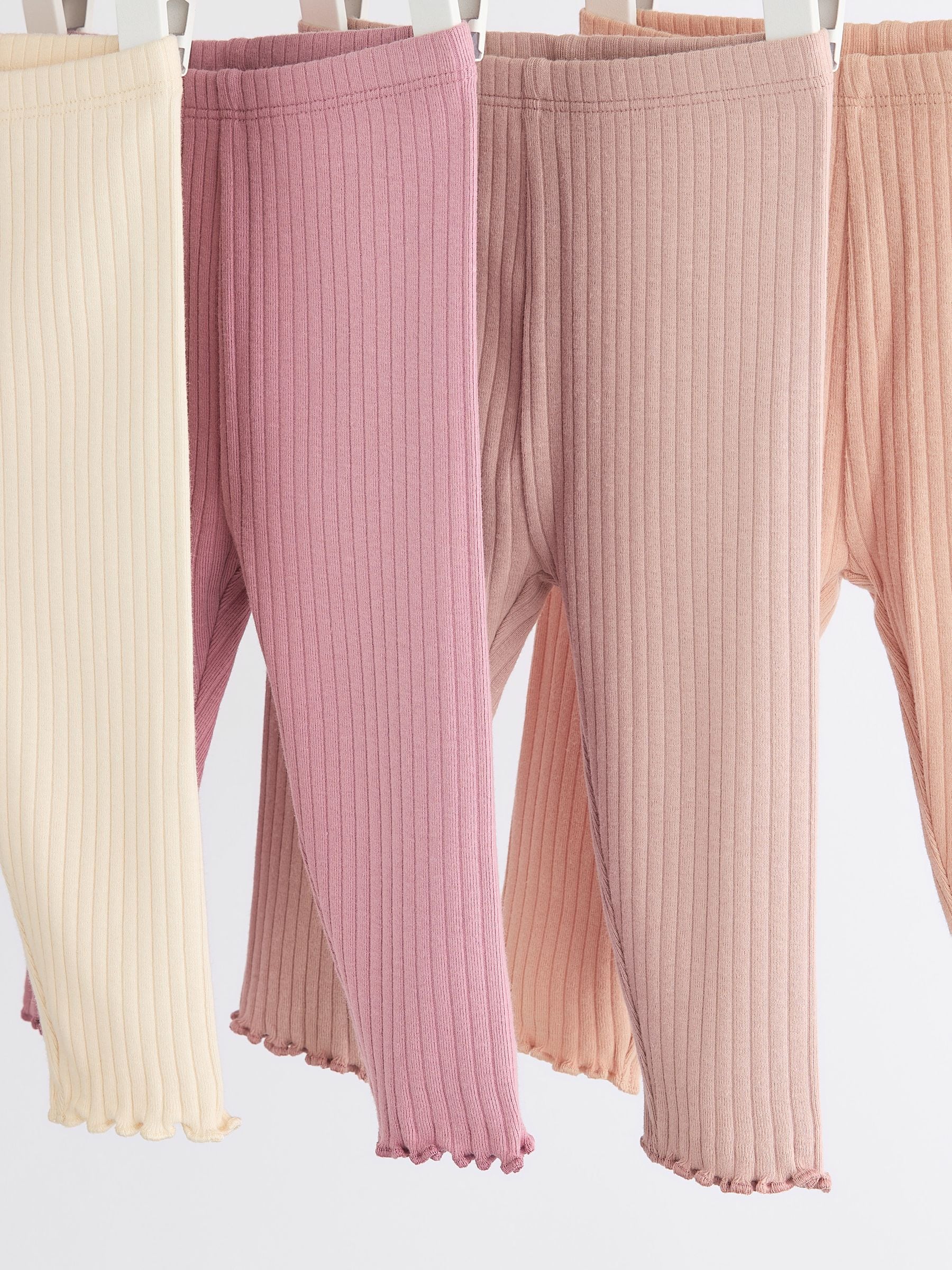 Roze geribbeld - Verpakking van 4 babyleggings (0 mnd -2 jr)