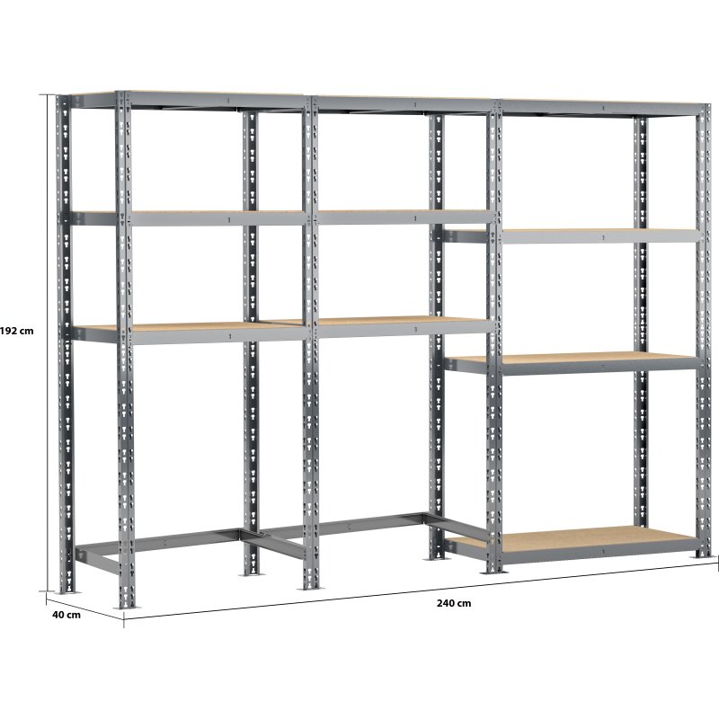 Rayonnage MODULO - Module 3 étagères - 10 plateaux