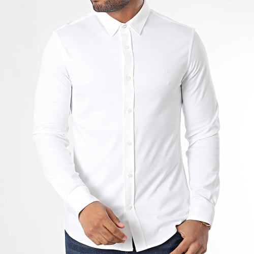 Chemise Manches Longues Smooth Cotton Slim 0858 Blanc