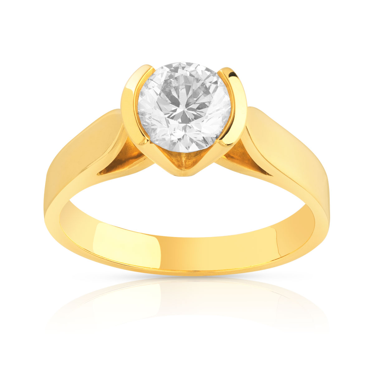 Solitaire or 750 diamant 1 carat H/P1