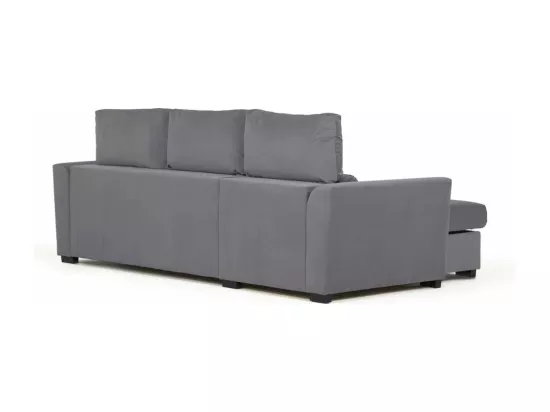 Canapé méridienne 3 places réversible en polyester gris clair