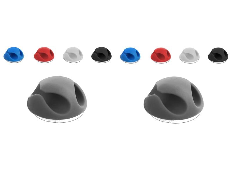 Delock Kabelhalter 4 mm, 5x2 Stück, farbig, 2 Durchführunge Delock Kabelhalter mit 2 Durchführungen Set 6 Stück