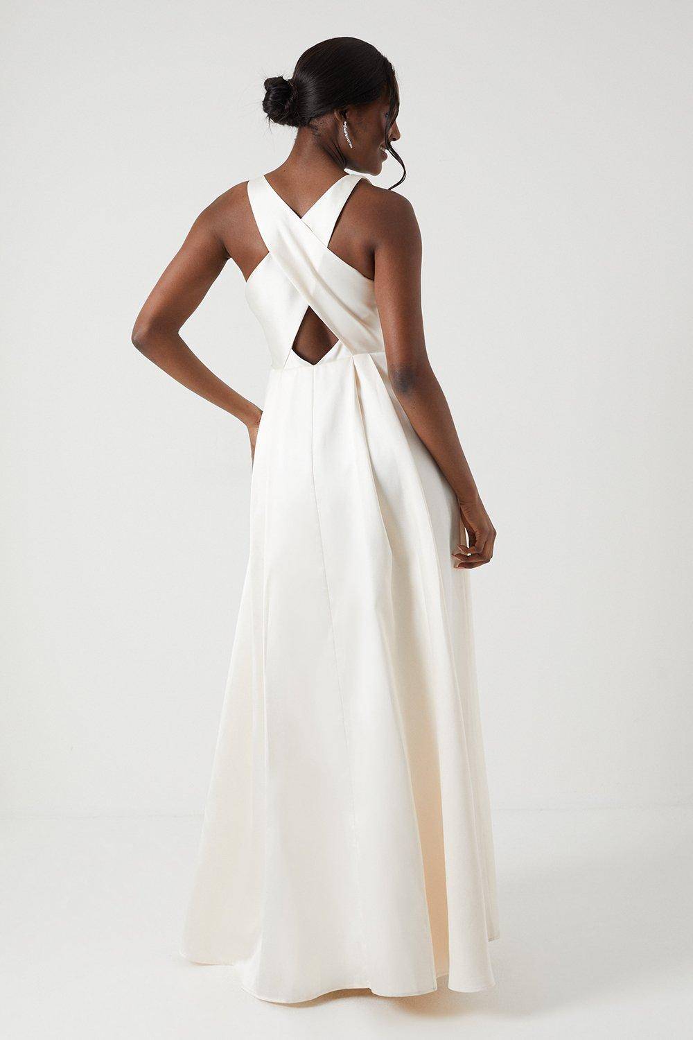 Coast Robe de Mariée Maxi Croisée Dos en Sergé Écru