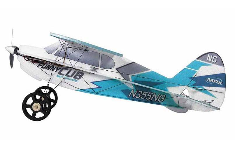 Flugzeug FunnyCub Indoor Edition Bausatz BlauBuschflieger-Feeling in Hallen und Gärten