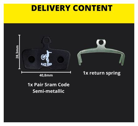 Paires de Plaquettes BLACK RIDER pour SRAM Code Semi-Métallique 
