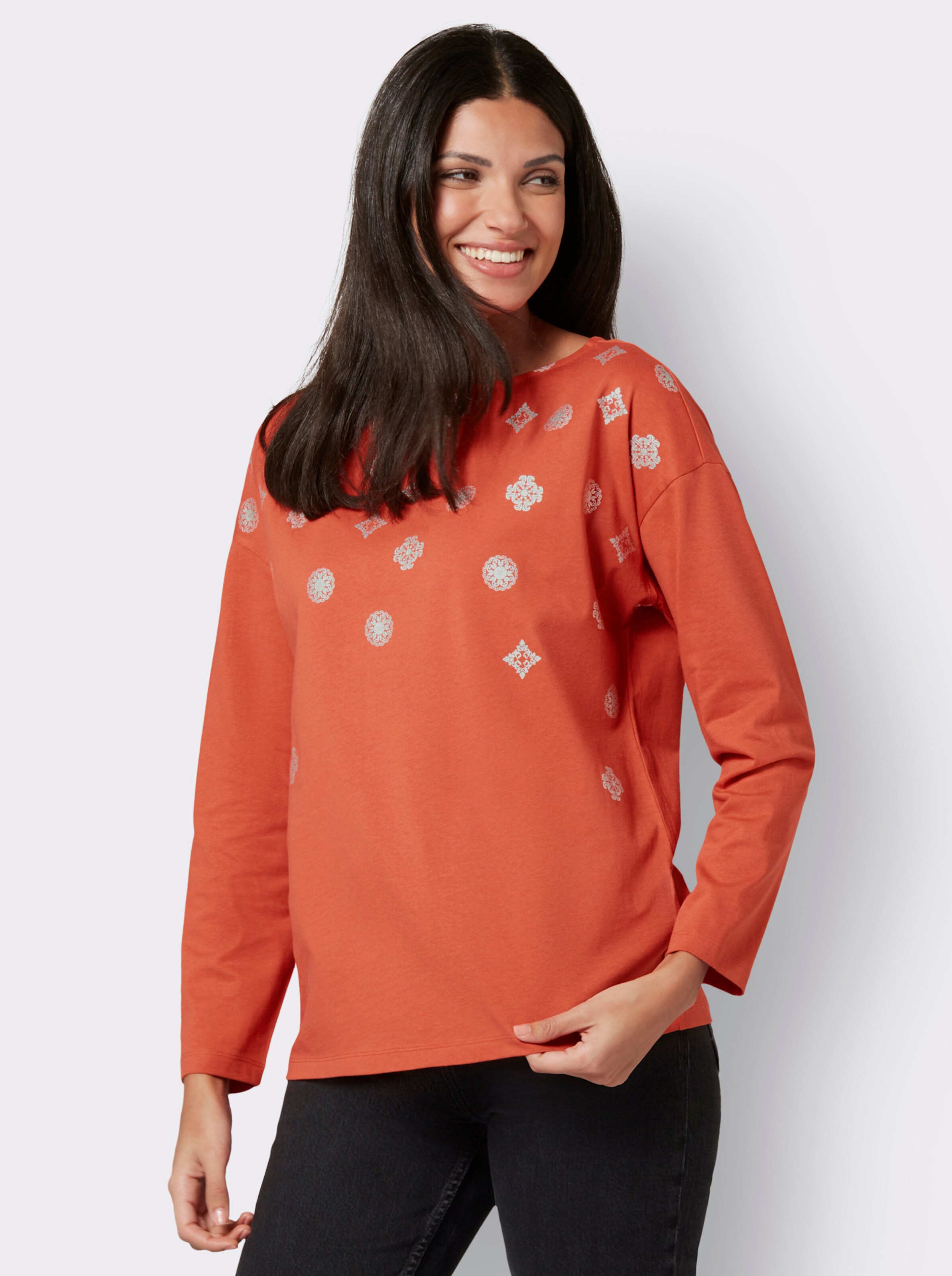Shirt mit silberfarbenem Glitzer-Druck