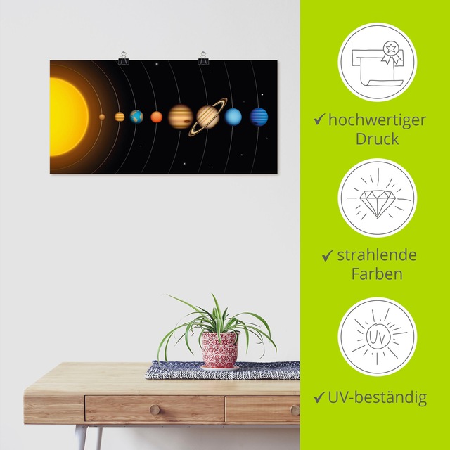 Artland Wandbild »Vector Sonnensystem mit Planeten« Sonnensystem 1 Stk. tlg. als Alubild, Outdoorbild, Leinwandbild, Poster, Wandaufkleber