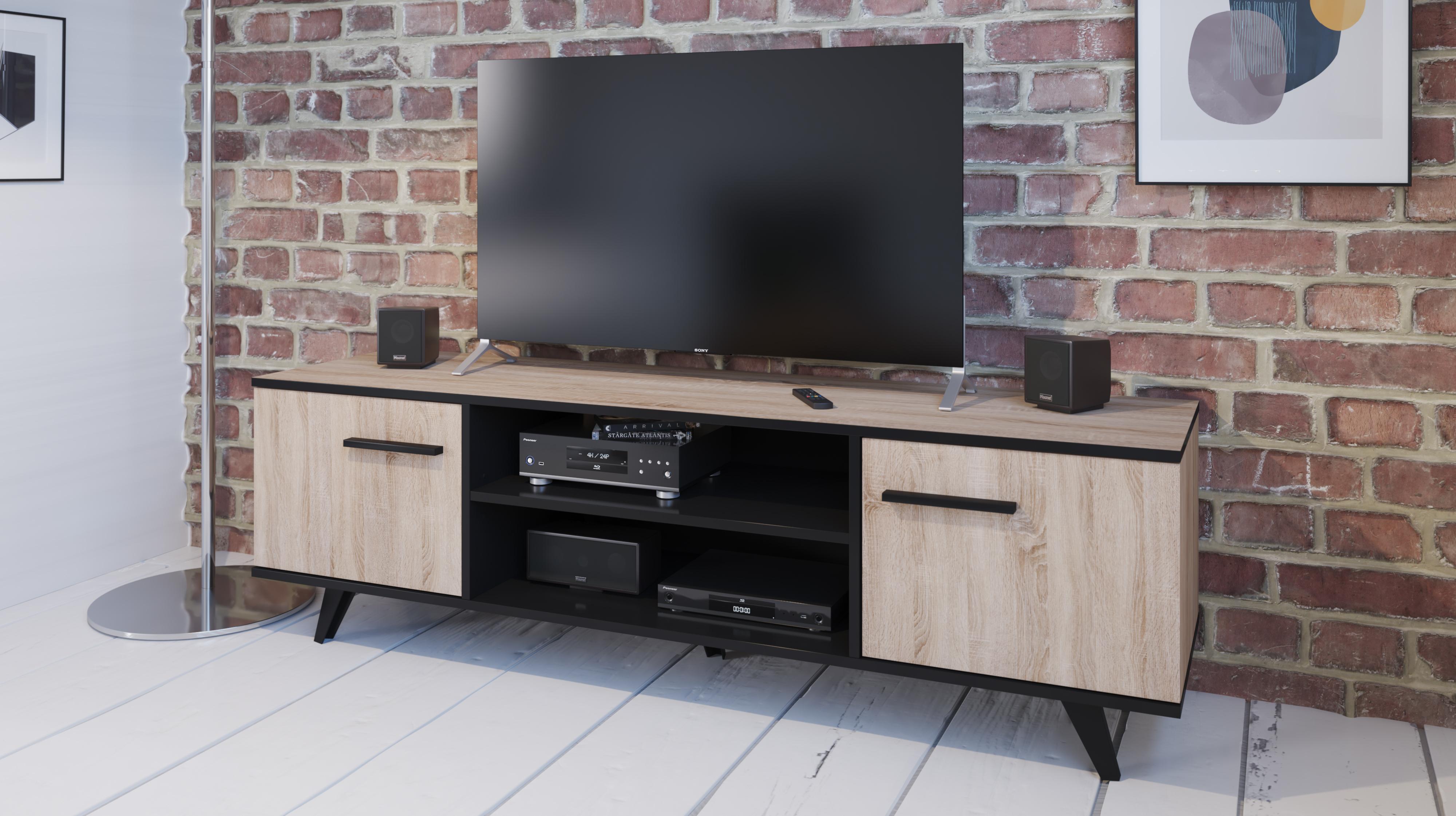 WAYNE BANC TV 2PORTES 2NICHES CHENE BROSSE NOIR