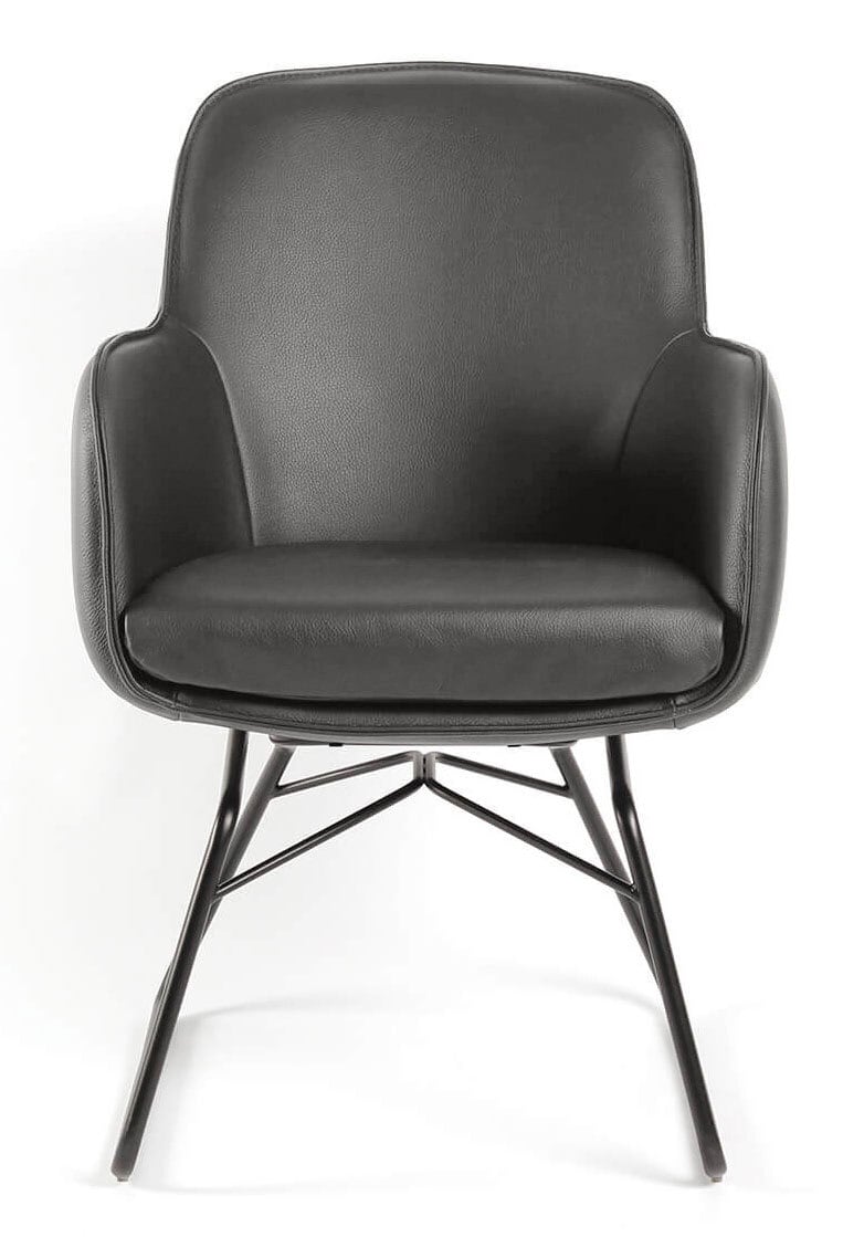 WK WOHNEN Esszimmerstuhl Leder Nightgrey