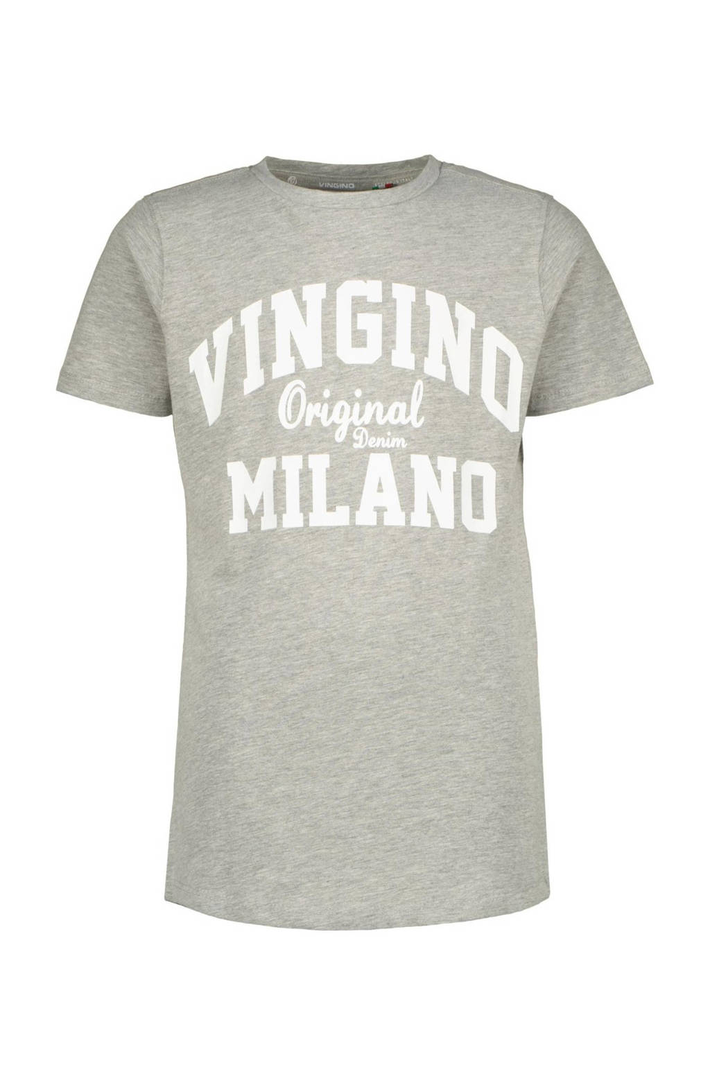 Vingino T-shirt met logo grijs melange