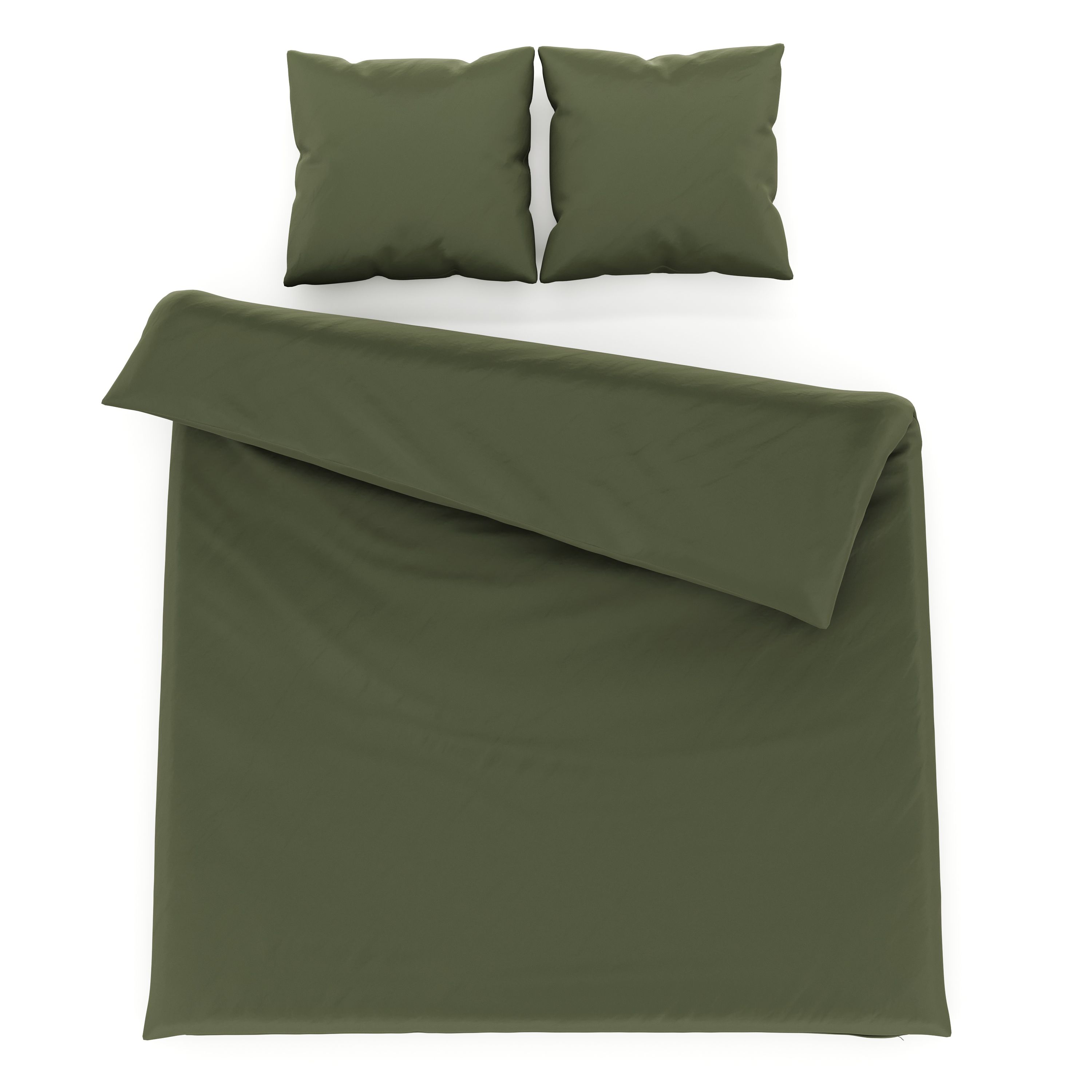 Bettwäsche 3-teilig 65 x 65 cm + 200 x 210 cm olive