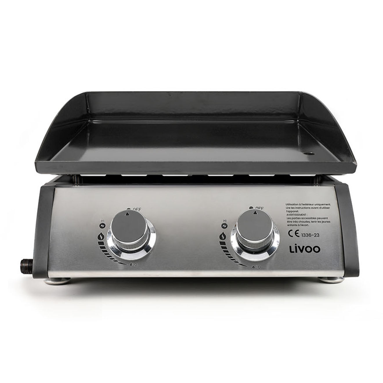 Livoo Plancha gaz 2 bruleurs noir/gris - 48x50x20 cm
