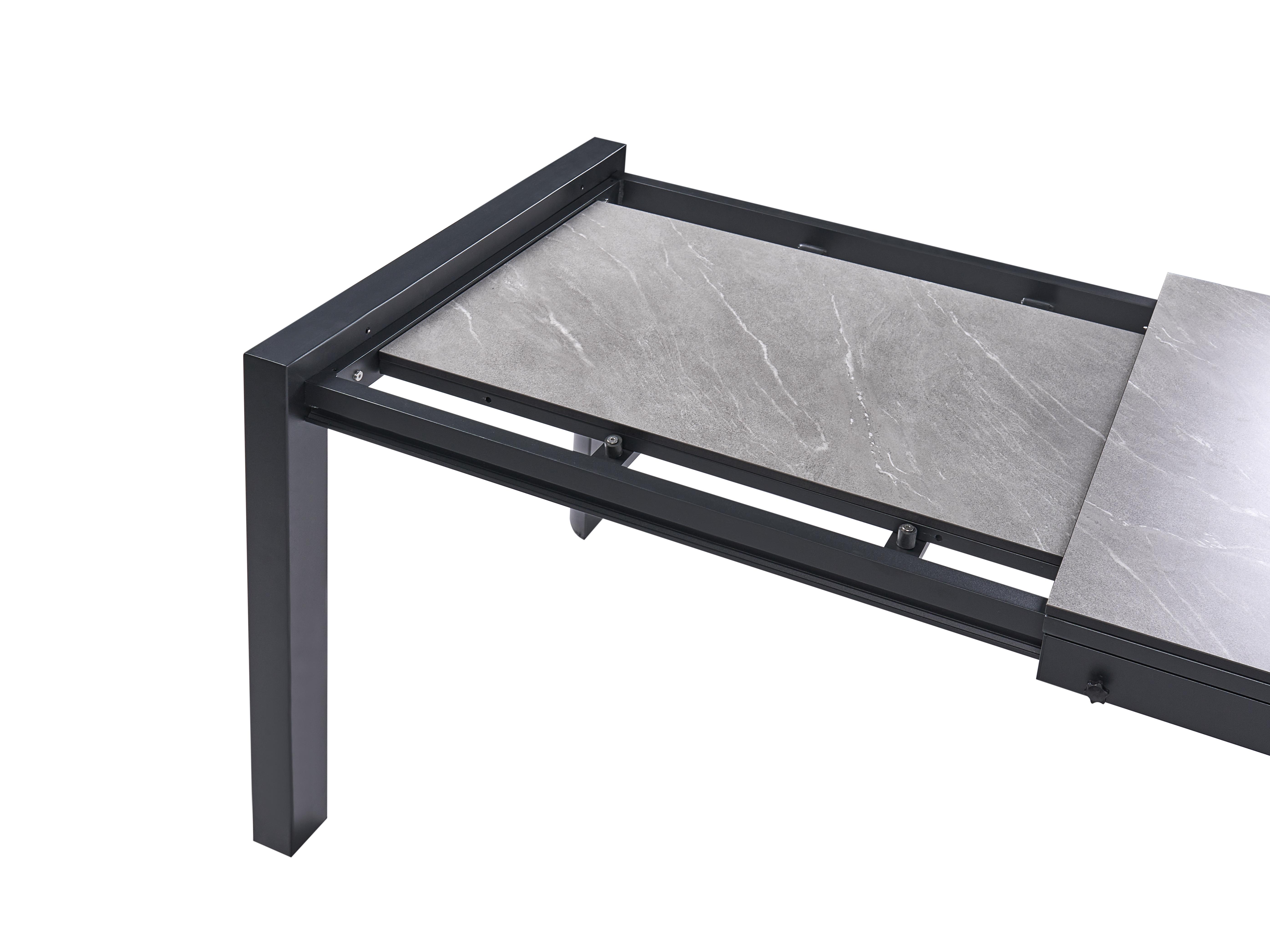 Uitschuifbare tuintafel BINASCO 160/220 cm 90 cm Steeneffect Grijs