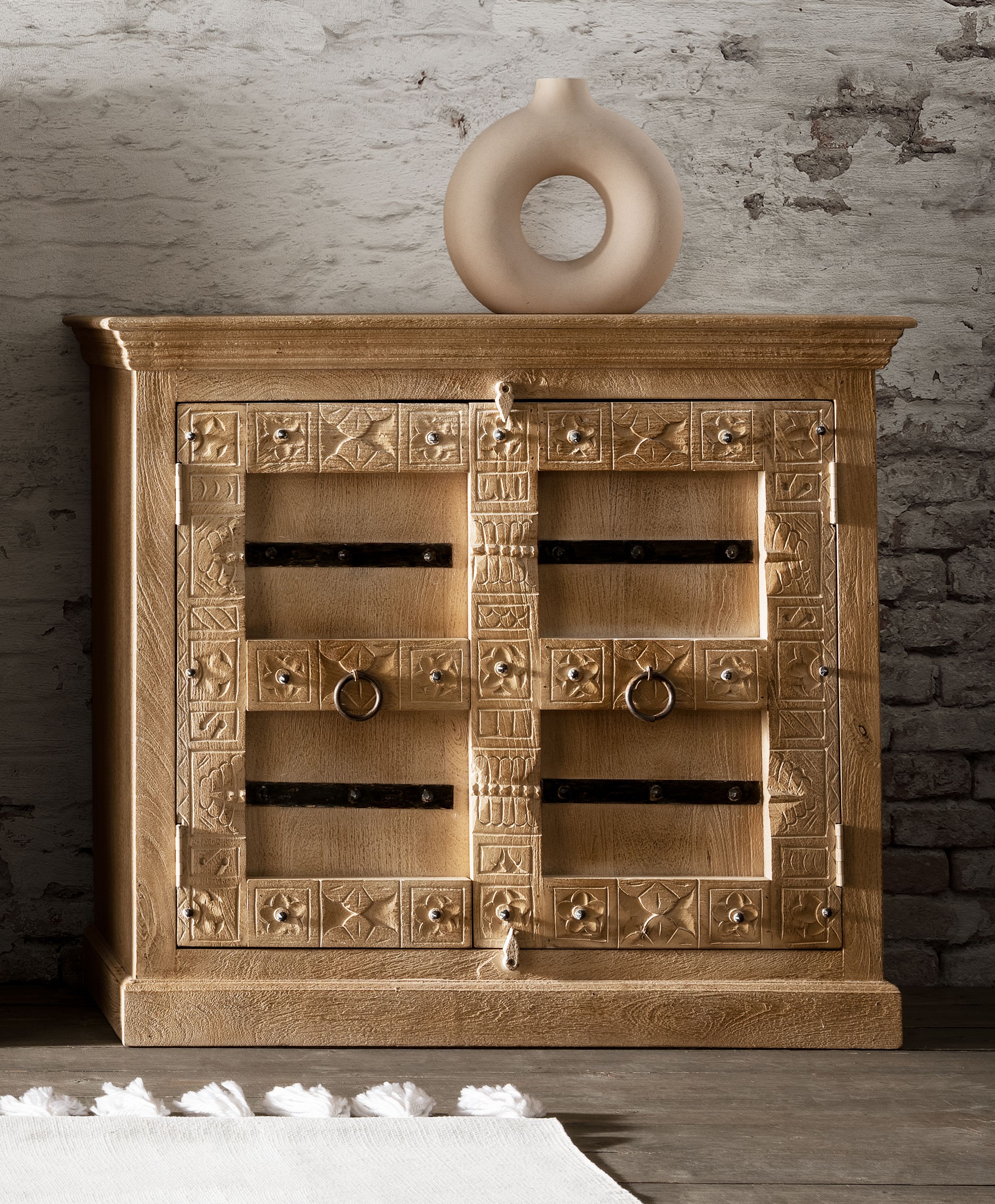 Kommode DAIPUR Mangoholz natur Sideboard Wohnzimmerschrank Mehrzweck Schrank