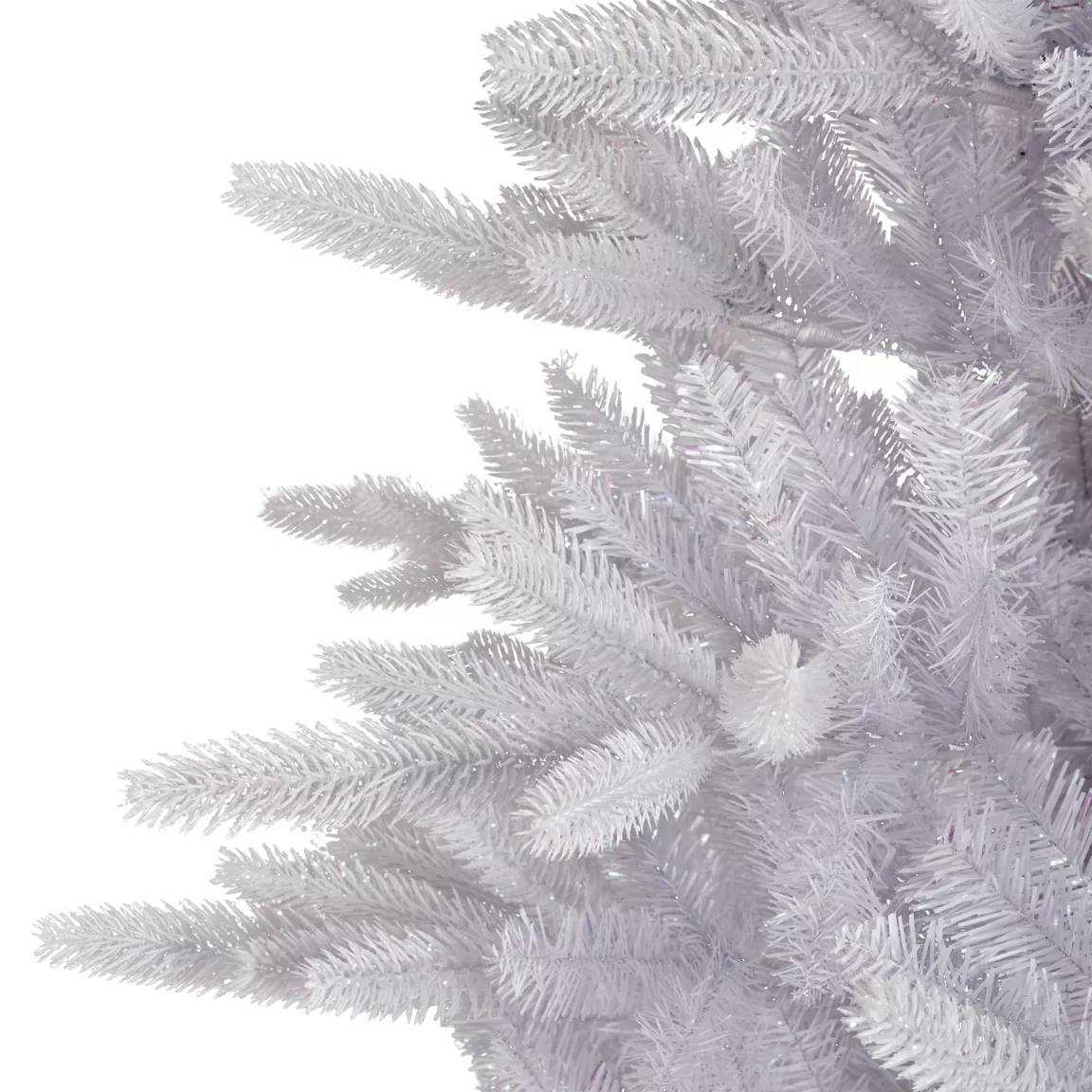 Sapin artificiel de Noël H210 cm Odense Blanc irisé et pailleté