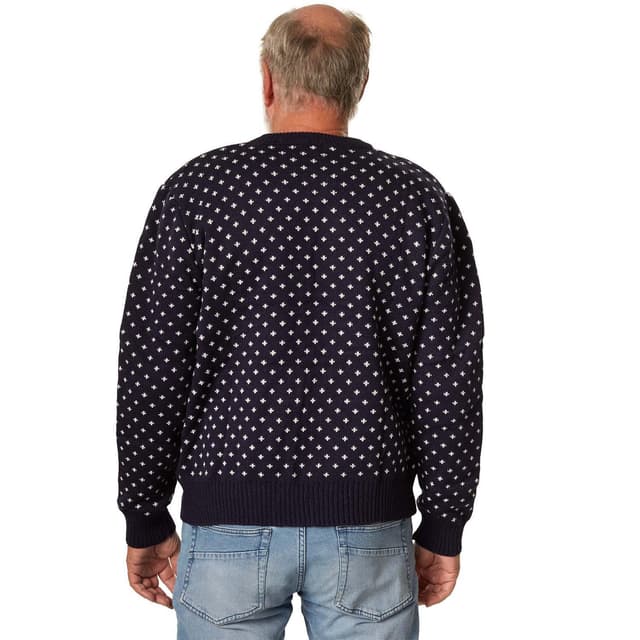 Julesweater Snebyger blå-hvid