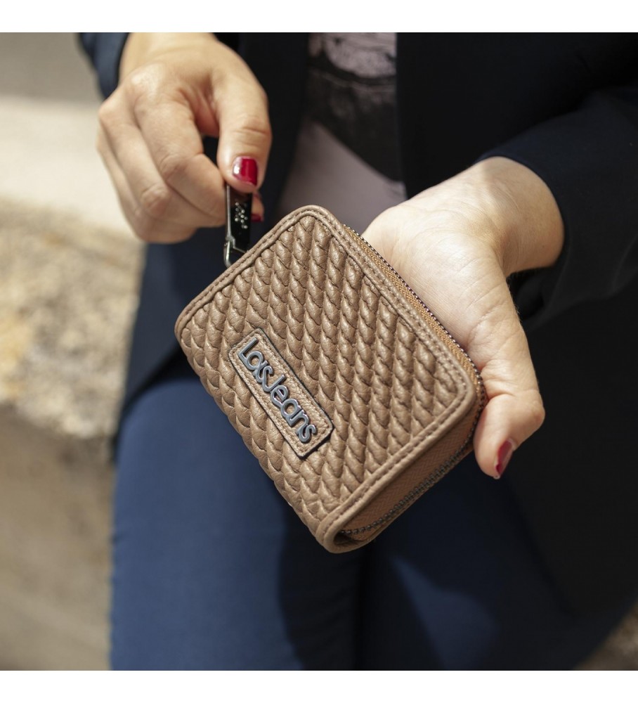 Carteira Lois LOIS com trava de segurança RFID anti-escaneamento, modelo 311726, cor taupe.