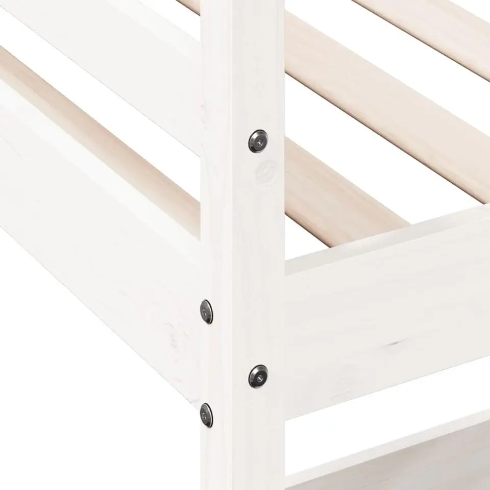 vidaXL - Hoogslaper met bureau - Wit - Massief grenenhout - 90x190 cm