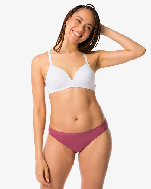 culotte femme microfibre sans couture avec dentelle rose foncé
