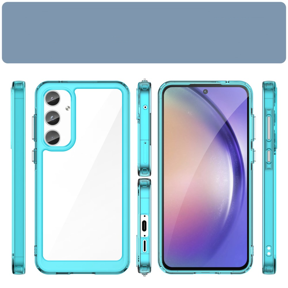 Samsung Galaxy A55 Hybrid Hülle TPU Bumper Acryl Rückseite - Transparent / Hellblau