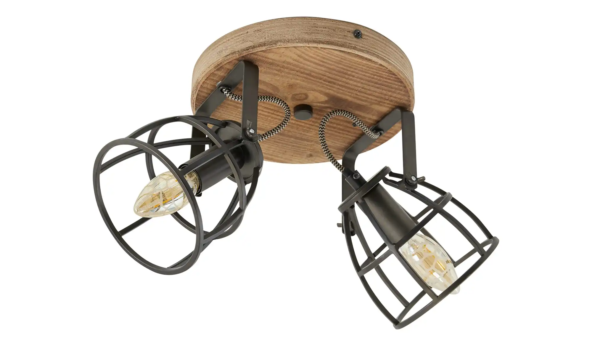 Deckenleuchte, 2-flammig, Holz/Metall