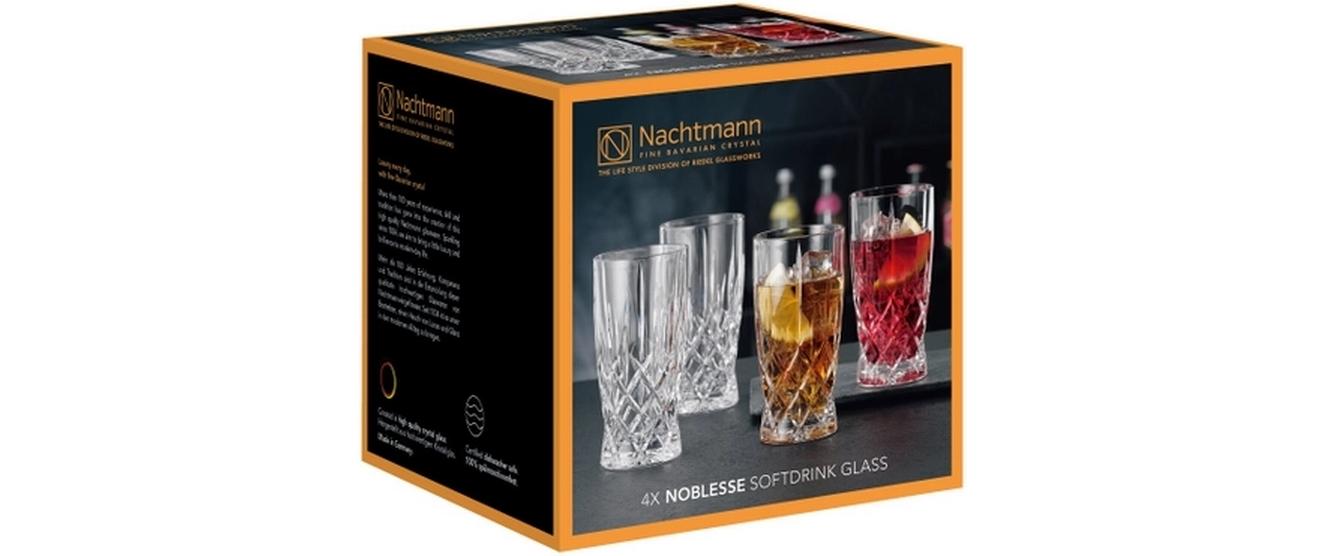 Softdrinkglas Noblesse, 4 StückSet aus vier Biergläsern oder Softdrinkgläsern aus klarem Kristall